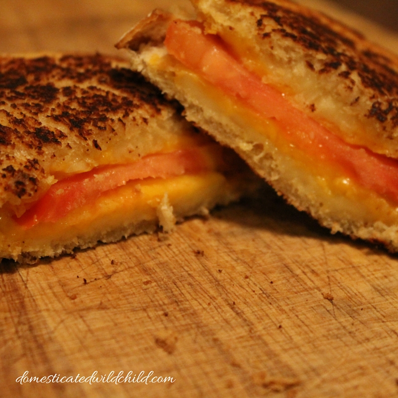 gruyere cheddar tomato grilled cheese
