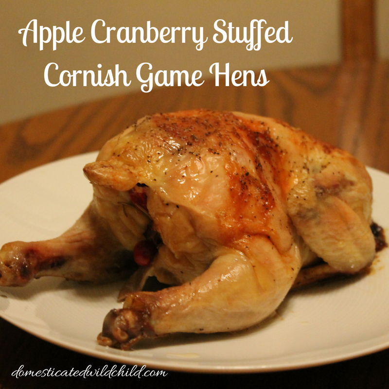 Apple Cranberry Stuffed Cornish Game Hens